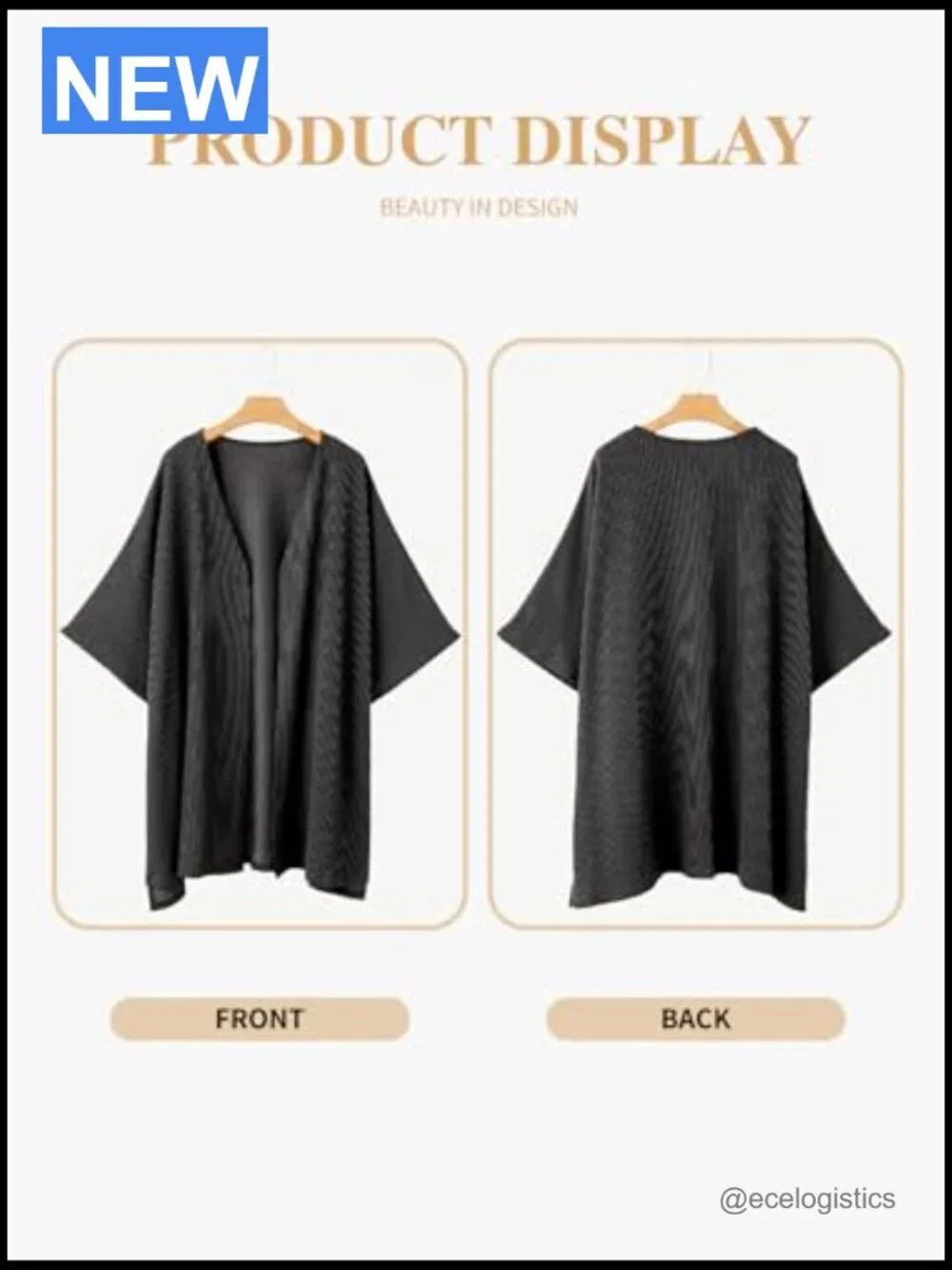 Plus Size Lightweight Cardigan Half Sleeve Ribbed Knit Kimono Tops